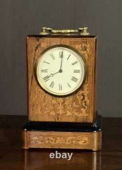 French Louis Philippe period inlaid rosewood carriage/library clock