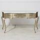French Louis Vanity Make Up Console Mahogany Silver Leaf White Marble