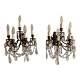 French Louis Xv Bronze And Crystal Sconces 5 Light A Pair