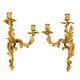 French Louis Xv Pair Of Antique Sconce Candelabras, 19th Century