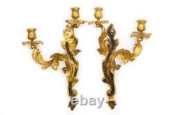 French Louis XV Pair of Antique Sconce Candelabras, 19th Century