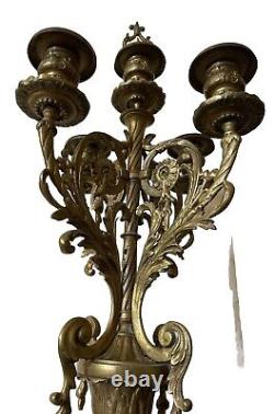 French Louis XV Style 19th Century Bronze 5 Arm Candelabra 23 Antique