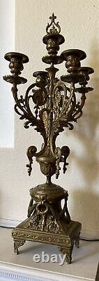 French Louis XV Style 19th Century Bronze 5 Arm Candelabra 23 Antique