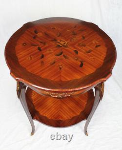 French Louis XV Style Marquetry Gueridon Occasional/Pedestal Table