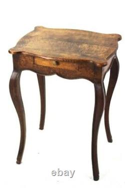 French Louis XV Style Oak Side Table with Single Drawer 19C 5764