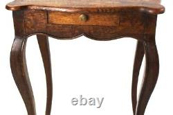 French Louis XV Style Oak Side Table with Single Drawer 19C 5764