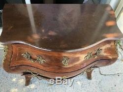 French Louis XV Style Serpentine Front Marble Top Chest Commode