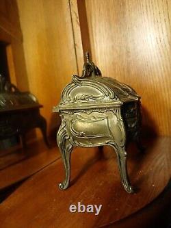 French Louis XV Style Silver Plated Antique Miniature Bureau Secretary