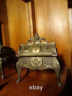 French Louis XV Style Silver Plated Antique Miniature Bureau Secretary