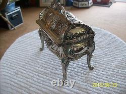 French Louis XV Style Silver Plated Antique Miniature Bureau Secretary