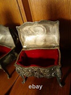 French Louis XV Style Silver Plated Antique Miniature Bureau Secretary