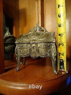 French Louis XV Style Silver Plated Antique Miniature Bureau Secretary