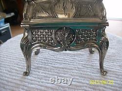 French Louis XV Style Silver Plated Antique Miniature Bureau Secretary