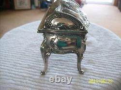 French Louis XV Style Silver Plated Antique Miniature Bureau Secretary