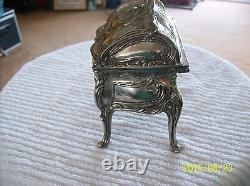 French Louis XV Style Silver Plated Antique Miniature Bureau Secretary