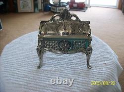 French Louis XV Style Silver Plated Antique Miniature Bureau Secretary