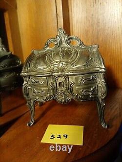 French Louis XV Style Silver Plated Antique Miniature Bureau Secretary