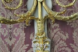 French Louis XVI Antique (1860) Bronze Sconces (Abliques/Wall Lamps) FREE SHIP