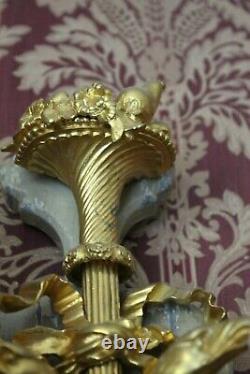 French Louis XVI Antique (1860) Bronze Sconces (Abliques/Wall Lamps) FREE SHIP