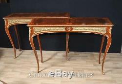 French Louis XVI Console Tables Inlay and Gilt Mounts Furniture