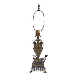 French Louis XVI Early 20th C Bronze Urn Table Lamp Marble Base