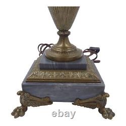 French Louis XVI Early 20th C Bronze Urn Table Lamp Marble Base