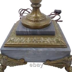 French Louis XVI Early 20th C Bronze Urn Table Lamp Marble Base