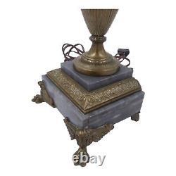 French Louis XVI Early 20th C Bronze Urn Table Lamp Marble Base