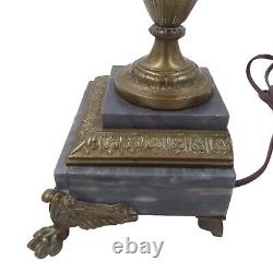 French Louis XVI Early 20th C Bronze Urn Table Lamp Marble Base