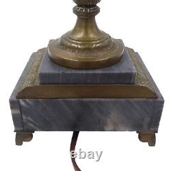 French Louis XVI Early 20th C Bronze Urn Table Lamp Marble Base