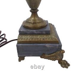 French Louis XVI Early 20th C Bronze Urn Table Lamp Marble Base