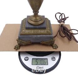 French Louis XVI Early 20th C Bronze Urn Table Lamp Marble Base