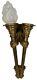 French Louis Xvi Empire Gilt Bronze Ormolu Torch Glass Flame Shade Light Sconce