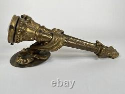 French Louis XVI Empire Gilt Bronze Ormolu Torch Glass Flame Shade Light Sconce