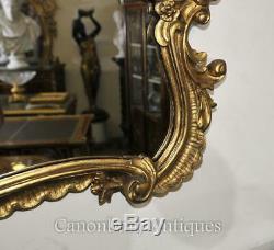 French Louis XVI Gilt Mantle Mirror Alabaster Plaques