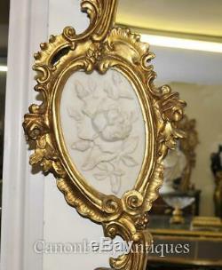 French Louis XVI Gilt Mantle Mirror Alabaster Plaques