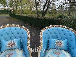 French Louis XVI Made to order Hand Carved Solid Wooden Chairs a Pair