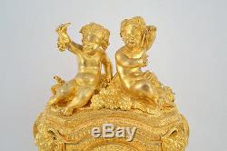 French Louis XVI Ormolu Clock Classical Gilt Gilded Figural Napoleon Putti Gold