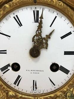 French Louis XVI Pendulum Mantel Clock P. L. Hausberg Paris Bronze Marble Gilded