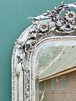 French Louis XVI Romantic Mirror in Silver