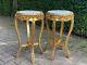 French Louis Xvi Side Tables In Gold Beech With White Marble Top A Pair