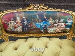 French Louis XVI Sofa in Pistache. Worldwide shipping