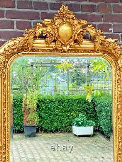 French Louis XVI Style Antique Gold Finish Full Length Mirror