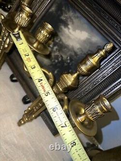 French Louis XVI Style Cast Bronze Double Arm Wall Sconce Candle Holder heavy