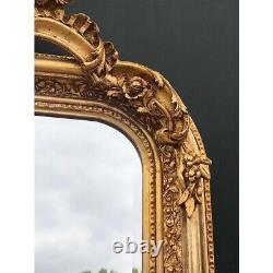 French Louis XVI Style Full-Length Floor Mirror in Antique Gold Leaf