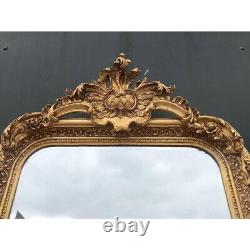 French Louis XVI Style Full-Length Floor Mirror in Antique Gold Leaf