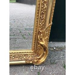 French Louis XVI Style Full-Length Floor Mirror in Antique Gold Leaf