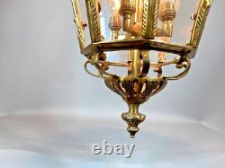 French Louis XVI Style Gilded Bronze Chandelier Lantern European Craftsmanship