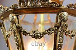French Louis XVI Style Gilded Bronze Chandelier Lantern European Craftsmanship
