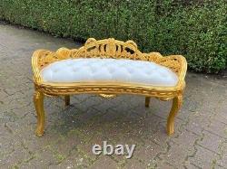 French Louis XVI Style Settee/Bench/Sofa White leather Free shipping
